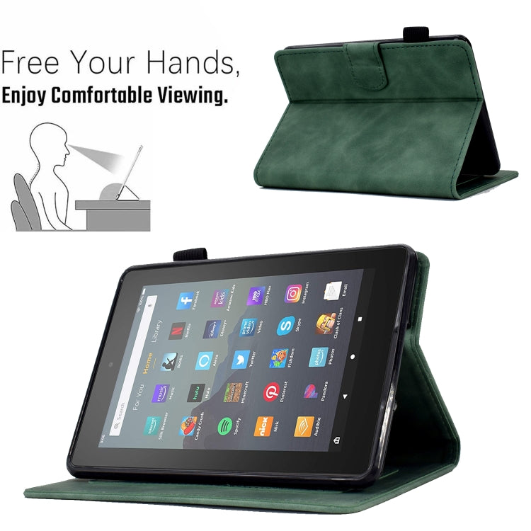 For Amazon Kindle Youth Version 2022 Embossed Smile Flip Tablet Leather Smart Case(Green)