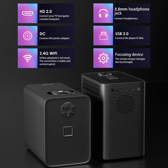 S30 Android System HD Portable WiFi Mobile Projector, Plug Type:UK Plug(Black)