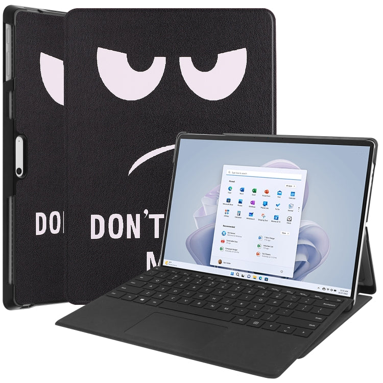 For Microsoft Surface Pro 9 Custer Painted 3-Fold Holder Leather Tablet Case(Big Eye Me)
