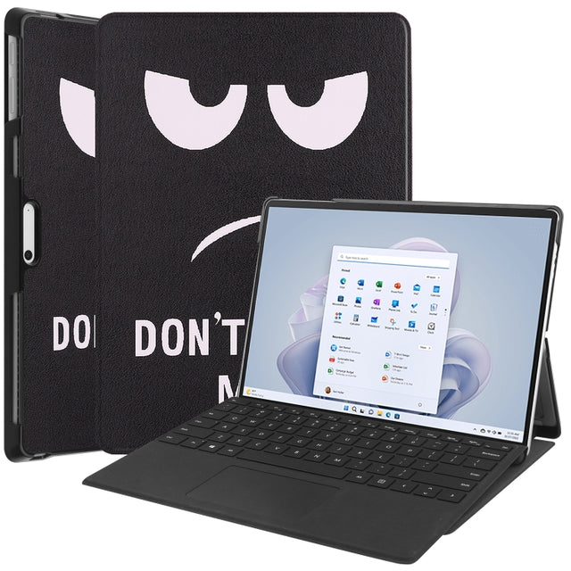 For Microsoft Surface Pro 9 Custer Painted 3-Fold Holder Leather Tablet Case(Big Eye Me)