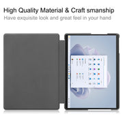 For Microsoft Surface Pro 9 Custer Painted 3-Fold Holder Leather Tablet Case(Apricot Flower)