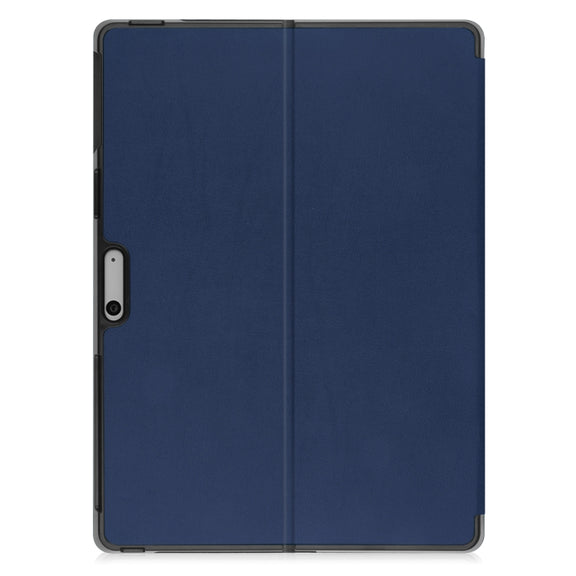 For Microsoft Surface Pro 9 Custer Pure Color Holder Leather Tablet Case(Dark Blue)
