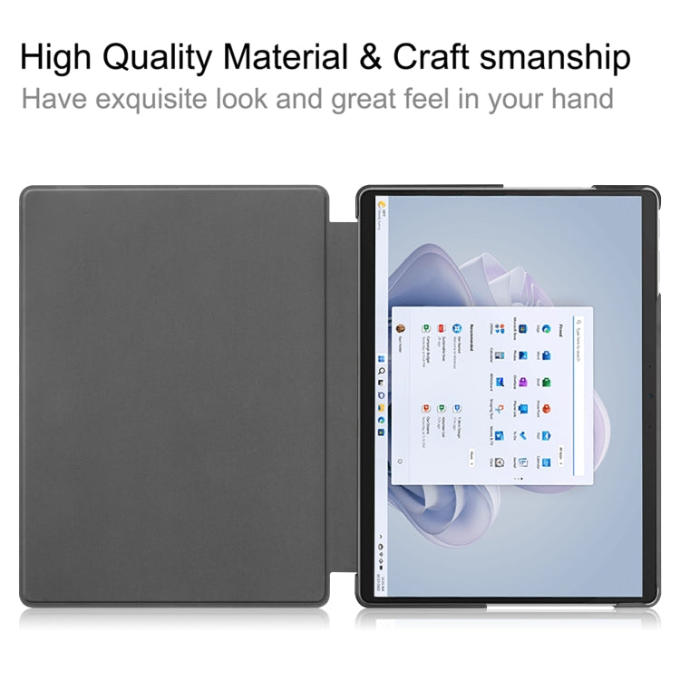 For Microsoft Surface Pro 9 Custer Pure Color Holder Leather Tablet Case(Dark Blue)