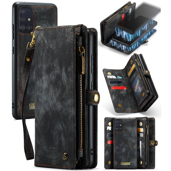 For Samsung Galaxy A51 CaseMe-008 Detachable Multifunctional Flip Leather Phone Case(Black)