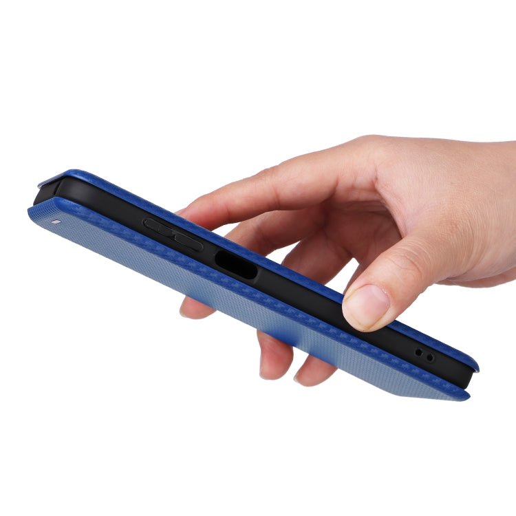For Ulefone Note 14 Carbon Fiber Texture Flip Leather Phone Case(Blue)