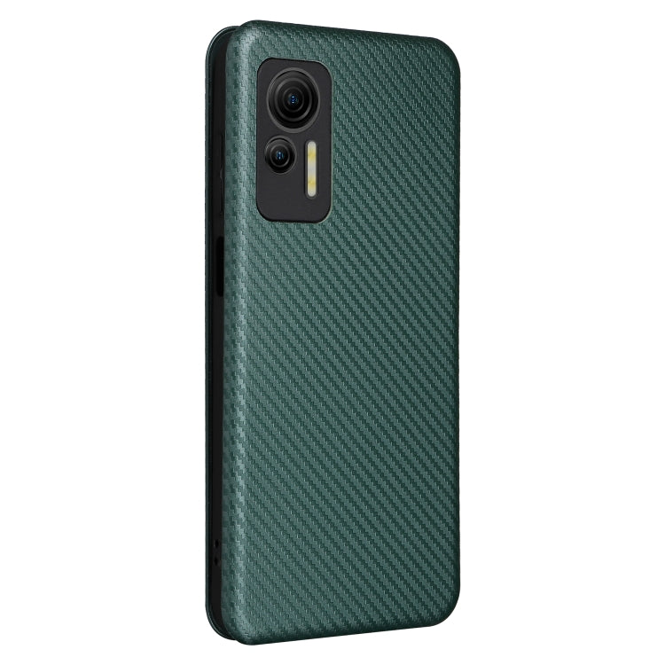 For Ulefone Note 14 Carbon Fiber Texture Flip Leather Phone Case(Green)