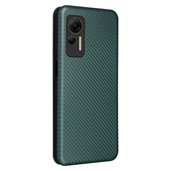 For Ulefone Note 14 Carbon Fiber Texture Flip Leather Phone Case(Green)