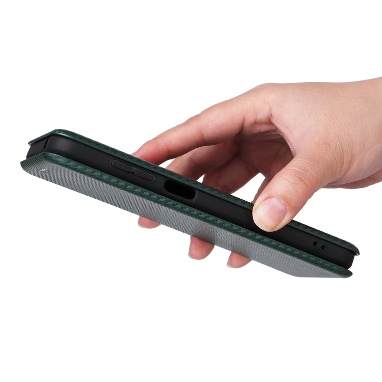 For Ulefone Note 14 Carbon Fiber Texture Flip Leather Phone Case(Green)