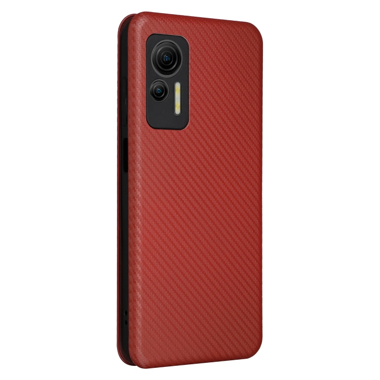 For Ulefone Note 14 Carbon Fiber Texture Flip Leather Phone Case(Brown)