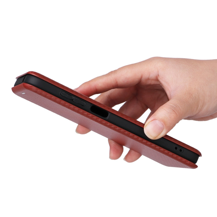 For Ulefone Note 14 Carbon Fiber Texture Flip Leather Phone Case(Brown)
