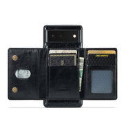 For Google Pixel 6a DG.MING M3 Series Glitter Powder Card Bag Leather Case(Black)