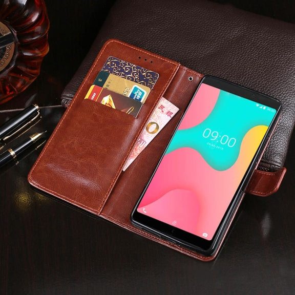 For Wiko Y60 idewei Crazy Horse Texture Horizontal Flip Leather Case with Holder & Card Slots & Wallet(Dark Blue)