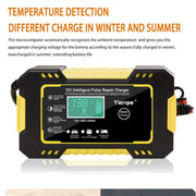 Motorcycle / Car Battery Smart Charger with LCD Creen, Plug Type:US Plug(Yellow)