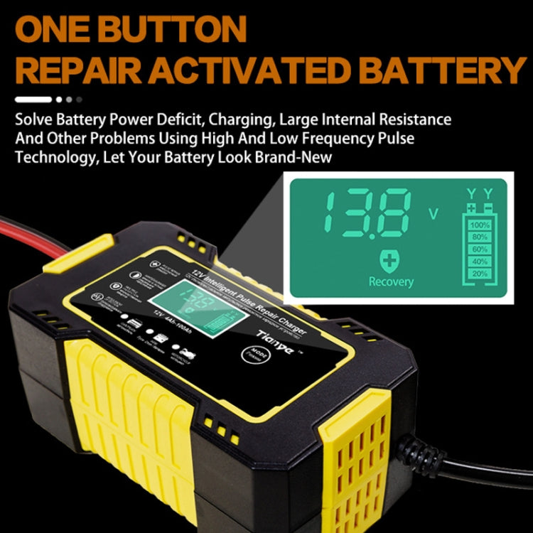 Motorcycle / Car Battery Smart Charger with LCD Creen, Plug Type:US Plug(Yellow)