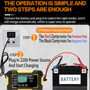 Motorcycle / Car Battery Smart Charger with LCD Creen, Plug Type:EU Plug(Yellow)