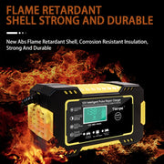 Motorcycle / Car Battery Smart Charger with LCD Creen, Plug Type:EU Plug(Yellow)