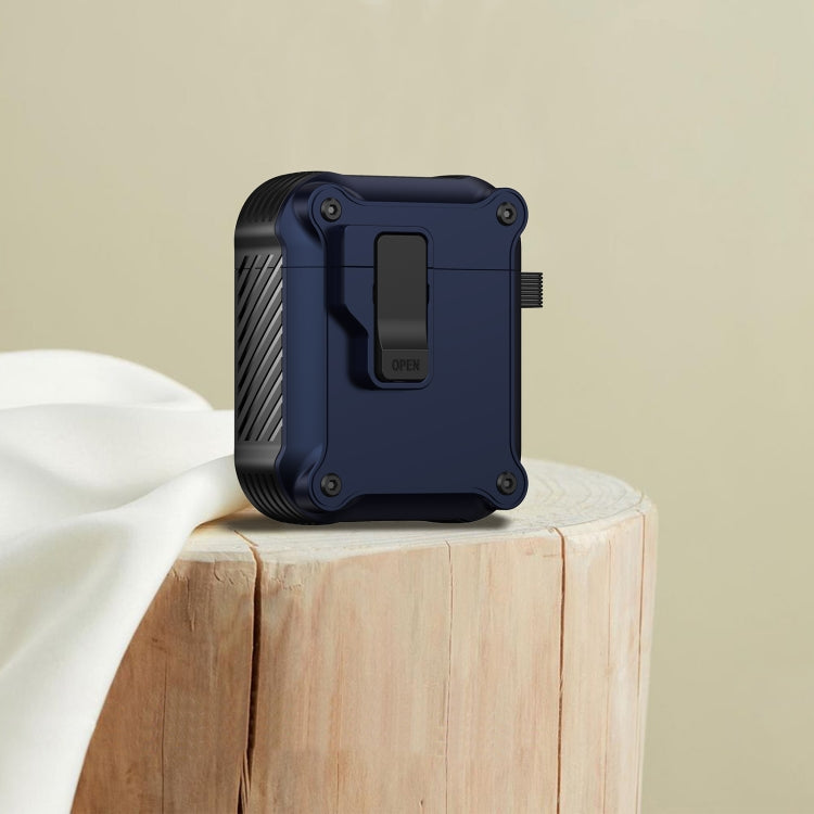 For AirPods 1 / 2 Eagle Shockproof Earphone Protective Case with Switch(Royal Blue)