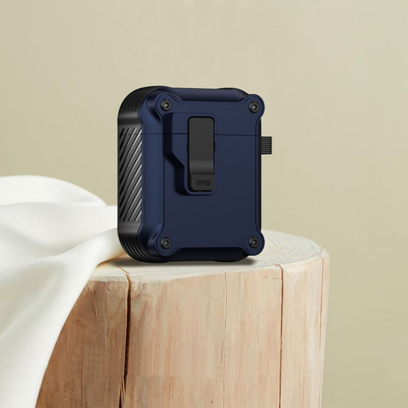 For AirPods 1 / 2 Eagle Shockproof Earphone Protective Case with Switch(Royal Blue)