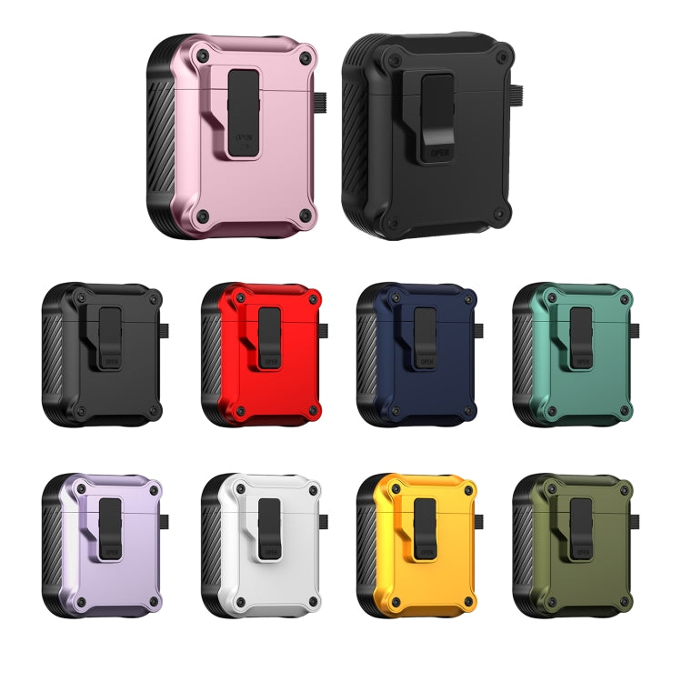 For AirPods 1 / 2 Eagle Shockproof Earphone Protective Case with Switch(Pink)