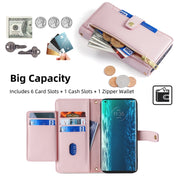 For Motorola Edge Sheep Texture Cross-body Zipper Wallet Leather Phone Case(Pink)