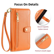 For Google Pixel 7 Pro Sheep Texture Cross-body Zipper Wallet Leather Phone Case(Orange)