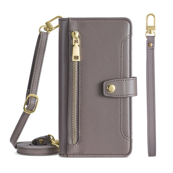 For Huawei P Smart Z / Enjoy 10 Plus Sheep Texture Cross-body Zipper Wallet Leather Phone Case(Grey)