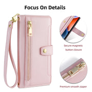 For Huawei Mate 50 Sheep Texture Cross-body Zipper Wallet Leather Phone Case(Pink)