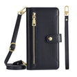 For Meizu Note 9 Sheep Texture Cross-body Zipper Wallet Leather Phone Case(Black) - Meizu by PMC TechLife | Online Shopping South Africa | PMC TechLife | Buy Now Pay Later Mobicred