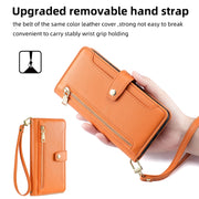 For Nokia C21 Plus Sheep Texture Cross-body Zipper Wallet Leather Phone Case(Orange)