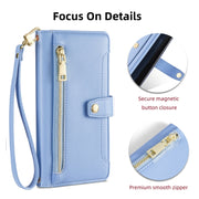 For Nokia C21 Plus Sheep Texture Cross-body Zipper Wallet Leather Phone Case(Blue)