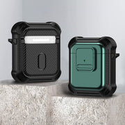 For AirPods 1 / 2 TPU + PC Shockproof Earphone Protective Case with Switch(Green)