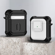 For AirPods 1 / 2 TPU + PC Shockproof Earphone Protective Case with Switch(White)