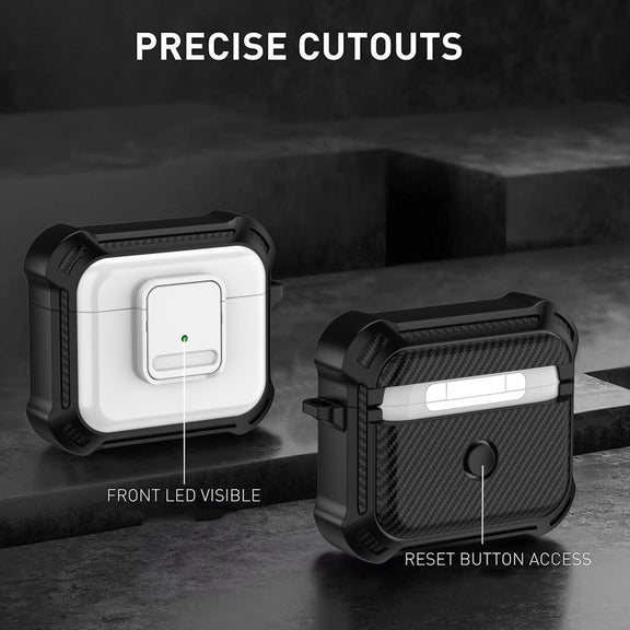For AirPods 3 TPU + PC Shockproof Earphone Protective Case with Switch(White)