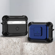For AirPods Pro TPU + PC Shockproof Earphone Protective Case with Switch(Blue)