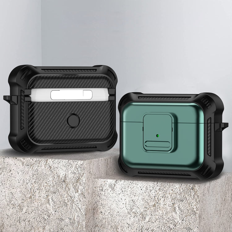 For AirPods Pro TPU + PC Shockproof Earphone Protective Case with Switch(Green)