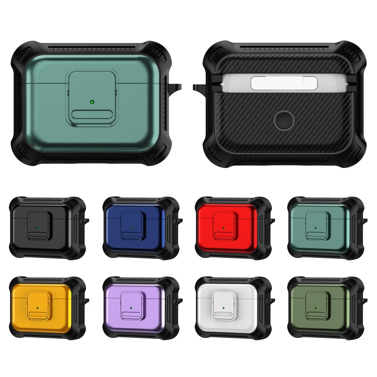For AirPods Pro TPU + PC Shockproof Earphone Protective Case with Switch(Green)