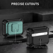 For AirPods Pro TPU + PC Shockproof Earphone Protective Case with Switch(Green)