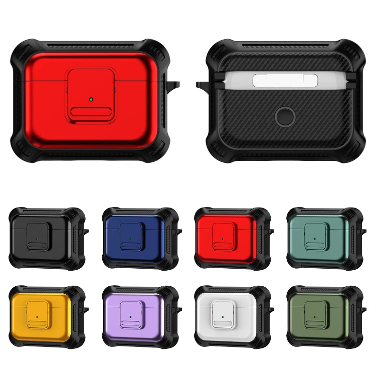 For AirPods Pro 2 TPU + PC Shockproof Earphone Protective Case with Switch(Blue)