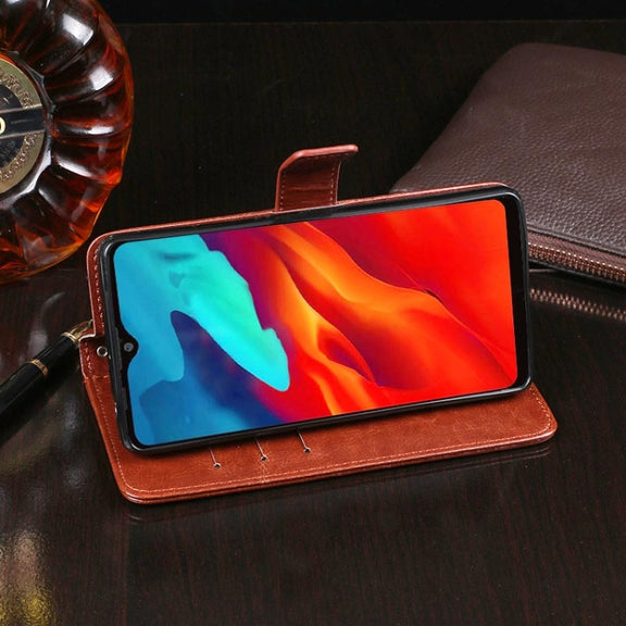 For Blackview A80 Pro idewei Crazy Horse Texture Horizontal Flip Leather Case with Holder & Card Slots & Wallet(Black)