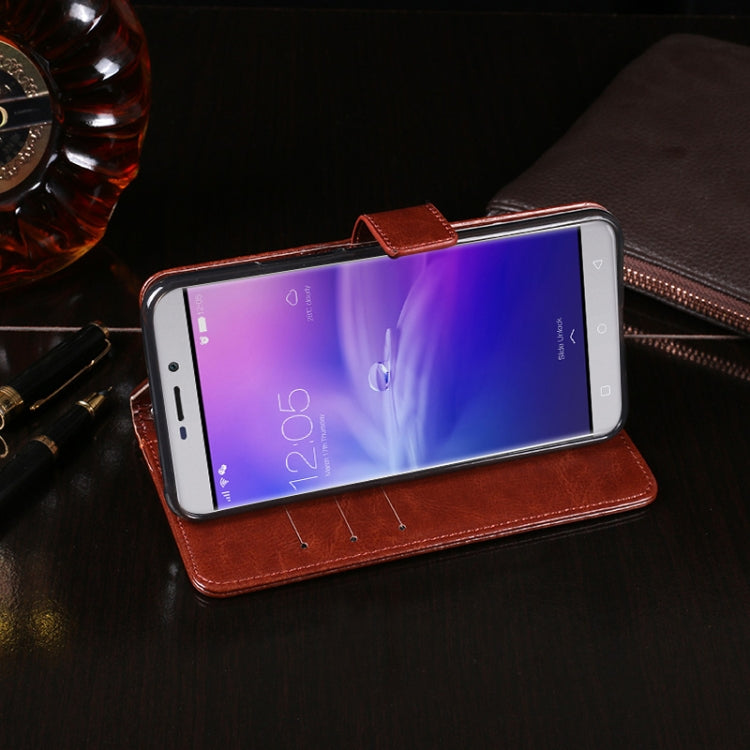 For Blackview R7 idewei Crazy Horse Texture Horizontal Flip Leather Case with Holder & Card Slots & Wallet(Yellow)