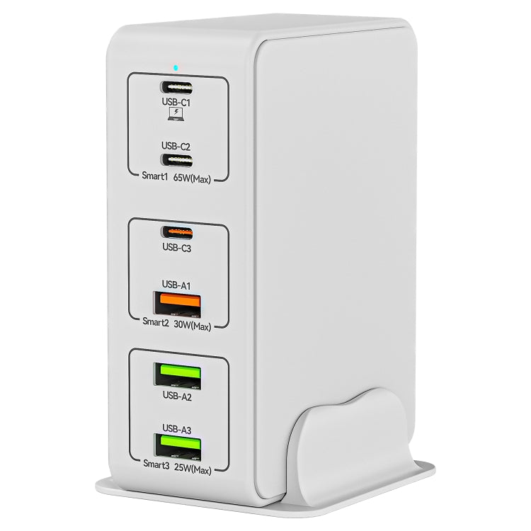 818H 120W Type-C + USB 6-Ports Desktop Fast Charger, Plug Type:UK Plug(White)