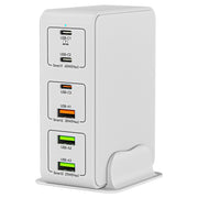 818H 120W Type-C + USB 6-Ports Desktop Fast Charger, Plug Type:UK Plug(White)