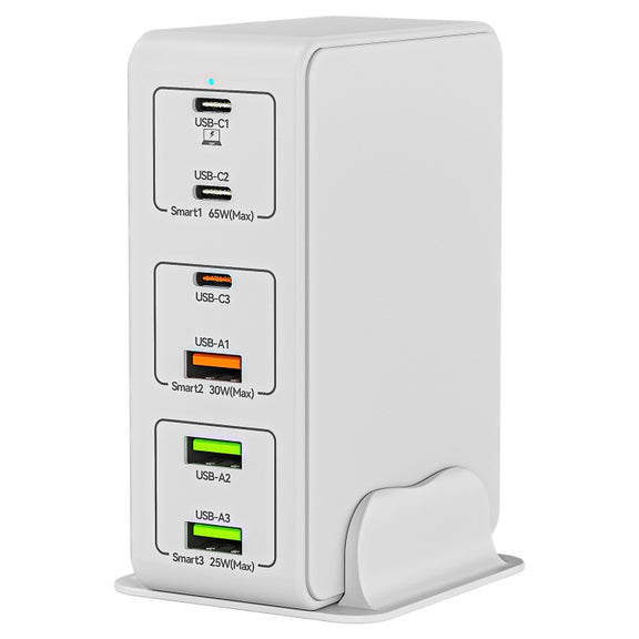 818H 120W Type-C + USB 6-Ports Desktop Fast Charger, Plug Type:AU Plug(White)