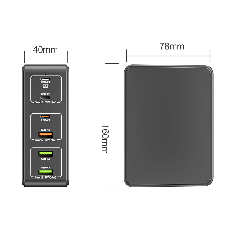 818H 120W Type-C + USB 6-Ports Desktop Fast Charger, Plug Type:AU Plug(White)