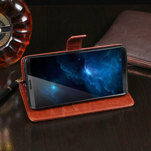 For Cubot J5 idewei Crazy Horse Texture Horizontal Flip Leather Case with Holder & Card Slots & Wallet(Sky Blue)
