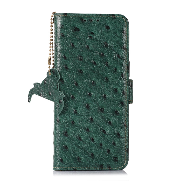 For OnePlus 11 5G Ostrich Pattern Genuine Leather RFID Phone Case(Green)