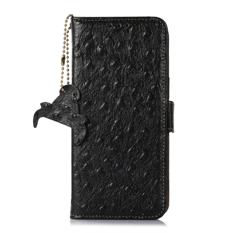 For OnePlus 11 5G Ostrich Pattern Genuine Leather RFID Phone Case(Black)