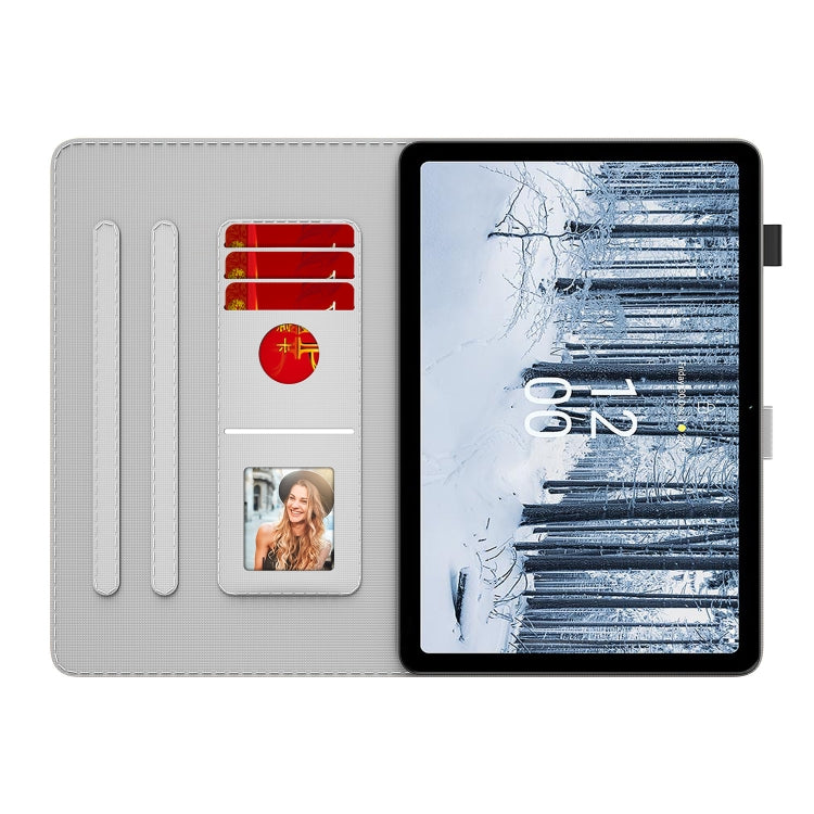 For Nokia T21 Watercolor Pattern Flip Leather Tablet Case(Spring Cherry)