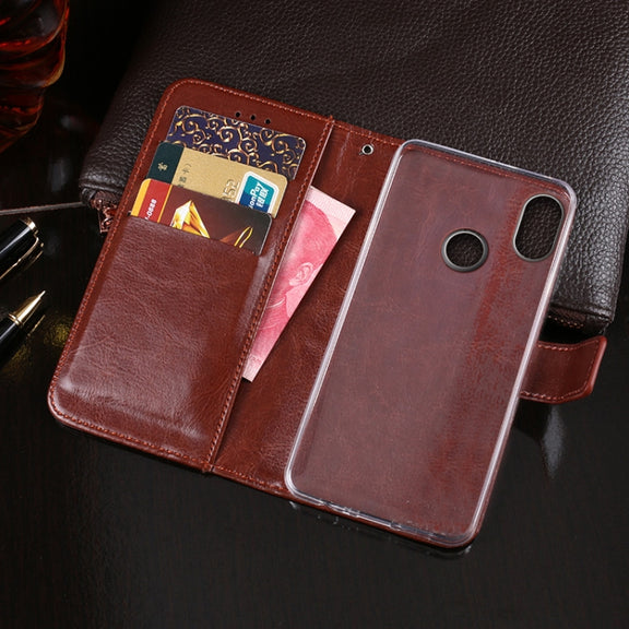 For Doogee X70 idewei  Crazy Horse Texture Horizontal Flip Leather Case with Holder & Card Slots & Wallet(Black)