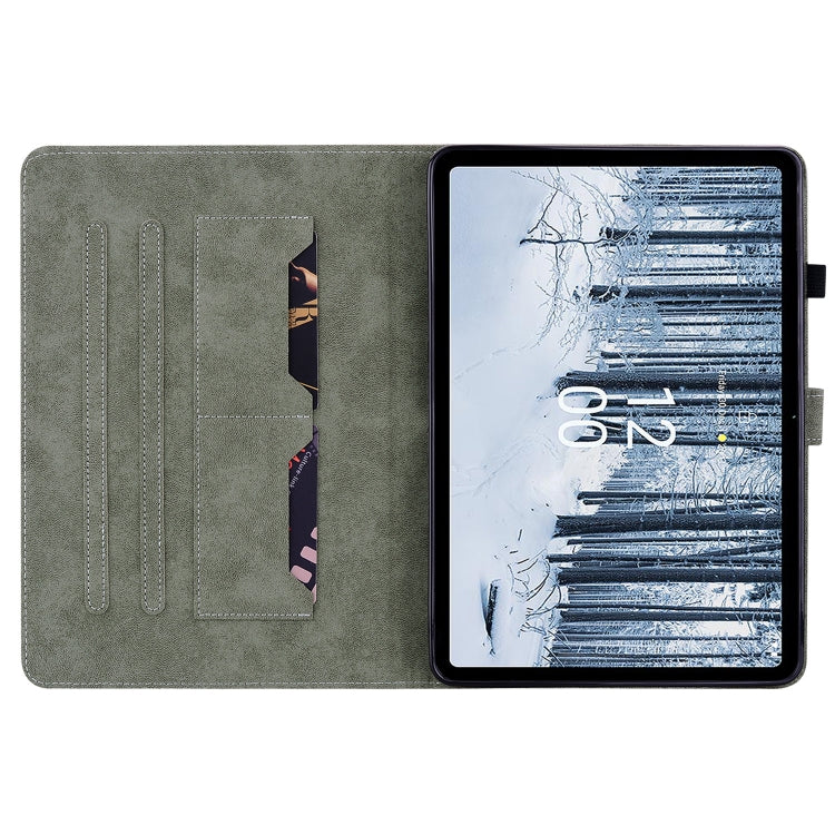 For Nokia T21 Tiger Pattern Flip Leather Tablet Case(Dark Blue)